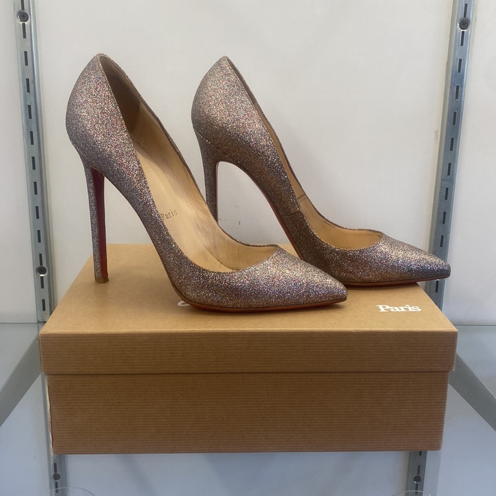Louboutin Pigalle 120 Glitter Mini Multicolor pointy toe high heeled stilettos